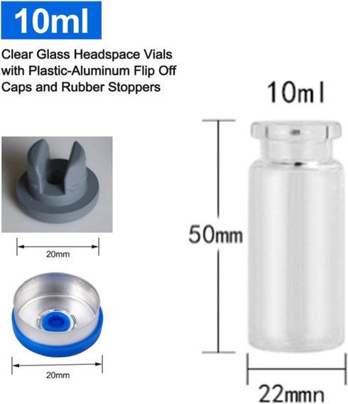 10 Pcs 10ml Glass Bottles, Sterile Transparent Vials, Lab Sample Vials with Flip Off Cap