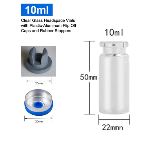 20 Pcs 10ml Glass Bottles, Sterile Vials with Self Healing Injection Port and Flip Off Aluminum Cap
