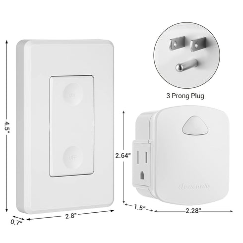 DEWENWILS Wireless Light Switch Remote Control Outlet, Remote Power Wall Switch for Lamps, 15 AMP Heavy Duty