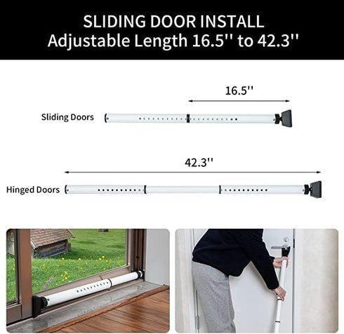 2 1 Jammer (2 Pack,White) Door Security Bar Upgraded Door Stoppers Adjustable Sliding Glass Door Security Bar in Heavy