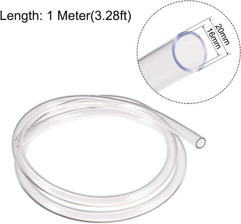 uxcell PVC Clear Vinyl Tubing, 16mm(5/8") x 20mm Plastic Tube, Flexible Water Pipe, 3.3ft