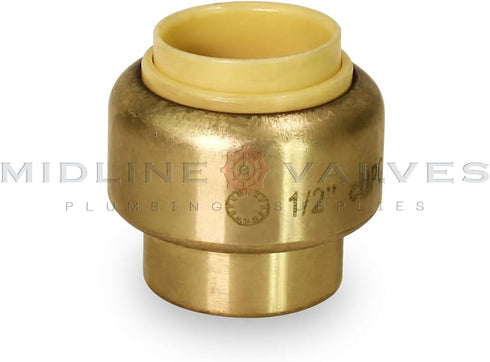 UPSE12 Plug End Cap Pipe Fitting, 1/2 Inch, Brass for Pex Copper, CPVC