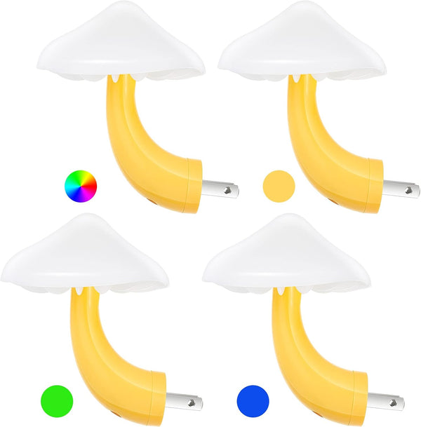 Honoson 4 Pieces Mushroom Night Light LED Night Light Plug in Lamp 7