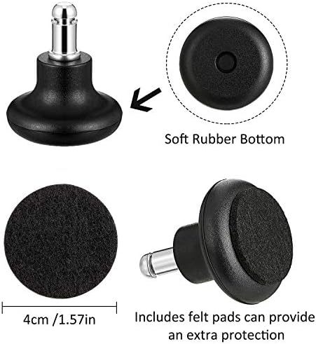 Outus 5 Pieces Office Chair Bell Glides Replacement Wheels, Swivel Caster Stopper with Self Adhesive Pads (Low Profile)