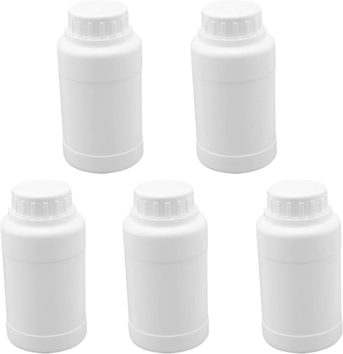 Othmro 5Pcs 8.45oz/250ml Plastic Bottles, Wide Mouth Laboratory Reagent Polyethylene Chemical Storage Container White