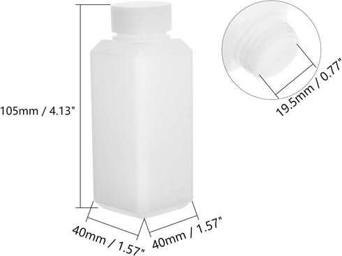5Pcs 4.06oz Plastic Bottles, Lab Chemical Reagent Bottles 25ml Small Mouth Square Sample Storage