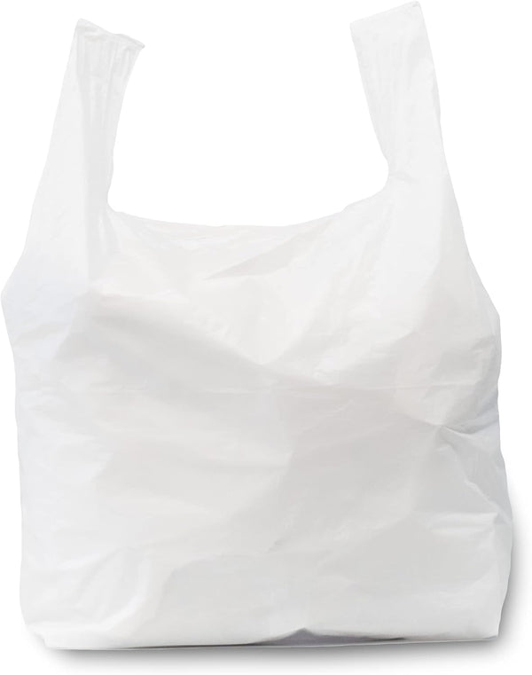 JAK Industrial 100 Pack - Jumbo (LARGE) T-Shirt Shopping/Trash Bags - 17" x 8"