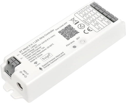5in1 LM053 Bluetooth Mesh PWM LED Controller, SmartLife TuyaSmart APP Control for Dimming RGB LED Strip
