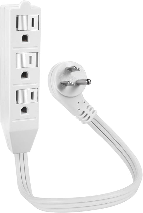 3 Outlet Power Strip, Low-Profile Flat Plug Adapter - SPT-3 16AWG Power Cable Wire, 1FT, ETL Listed White