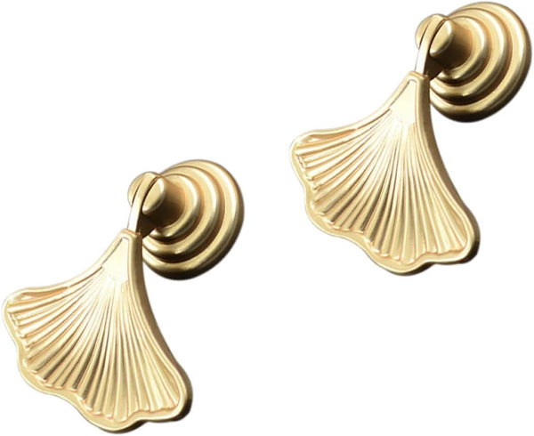 2pcs Fan-Shaped Single Hole Drawer Cabinet Knobs, Metal Wardrobe Door Pulls for