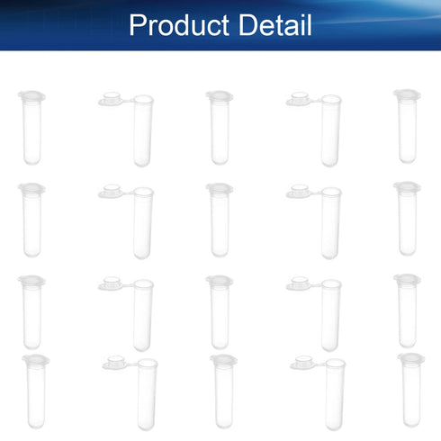 Bettomshin 200Pcs 7ml Round Bottom Centrifuge Tubes with Snap Cap, Transparent Mini Plastic Test Tubes