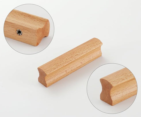 PIYYQNY 6 Pack 64mm/2.5 Inches) Cabinet Hardware Natural Wood Cabinet Pulls Drawer Wardrobe Wooden Handles Suitable