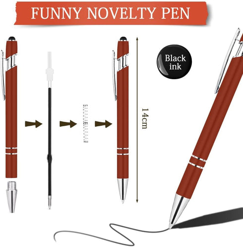 AUAUY 6PCS Ballpoint Pens, 2 in 1 Stylish Ballpoint Pen with Stylus Tip, Premium Metal for Touch Screens