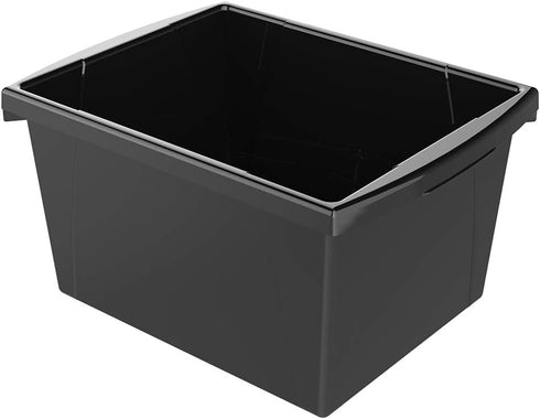 Storex 4 Gallon Storage Bin, Plastic Classroom Organizer for Books and Supplies, Black, 6-Pack (61466C06C)