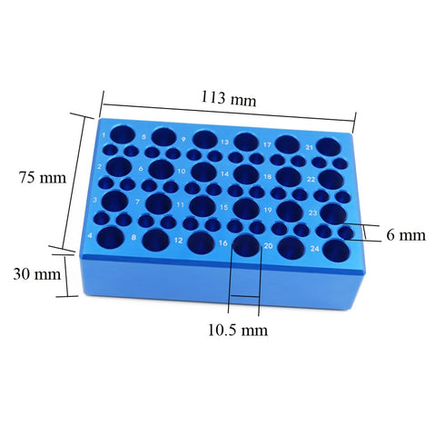 1 Pcs Aluminum Cooler Cooling Block PCR Test Tube Racks, 24-Well for 1.5ml/2ml Tubes, 36-Well for 0.2ml PCR Tubes
