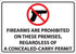 ZING 2826A Concealed Carry Sign, Firearms Prohibited, 10" H x 14" W, Recycled Aluminum