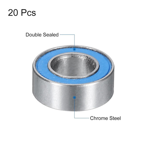 uxcell 20pcs MR84-2RS Miniature Deep Groove Ball Bearings, 4x8x3mm Double Sealed for Electric Motor & Machinery