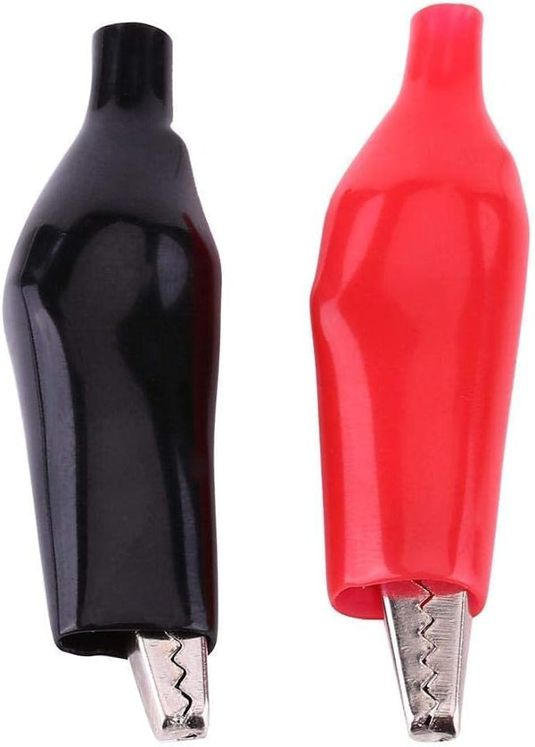 20pcs 28MM Metal Clip, Crocodile Electrical Clamp for Testing Probe Meter, Black & Red PVC Sleeve