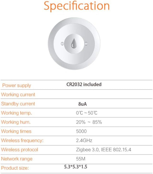 Haozee Pack 3, Zigbee2MQTT Zigbee Water Leak Detector Sensor for Home, of Water Alarm with Battery Operated, Zigbee Hub