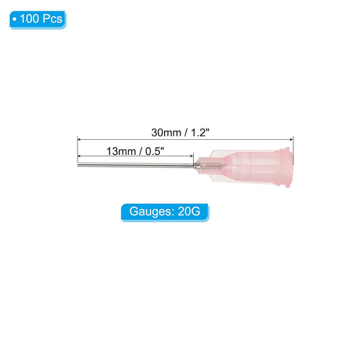 PATIKIL Blunt Tip Dispensing Needles with Bent Blunt Needle, 100 Pcs 0.5 Inch 20G Industrial Liquid Dispenser Needle for Refilling Liquid Ink Adhesive Glue, Pink