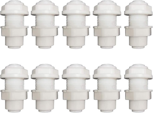 YZM Bulkhead Connector 1/4" Tube Quick Connect RO Water Filter Fittings Pack of 10
