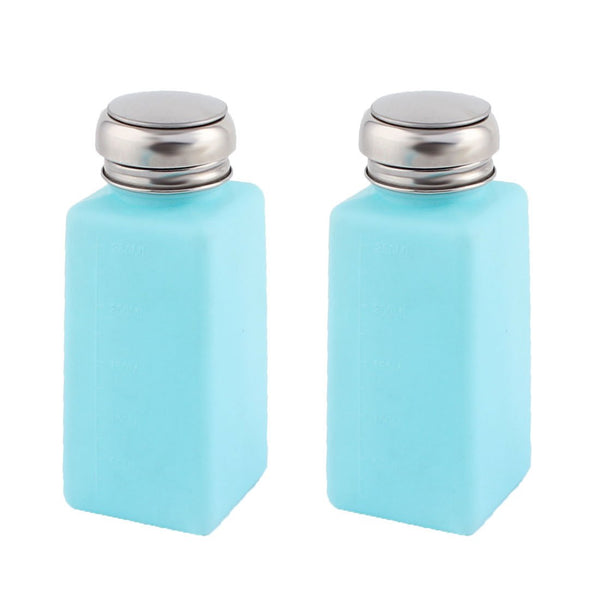 uxcell Metal Cap Plastic Lab Press Pumping Liquid Bottle Dispenser, 250ml, 2pcs Blue