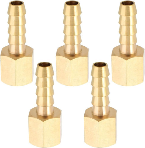 LTWFITTING Brass Coupler Fitting - 1/4-Inch Hose Barb x 1/8-Inch Female NPT Fuel Water (Pack of 5)