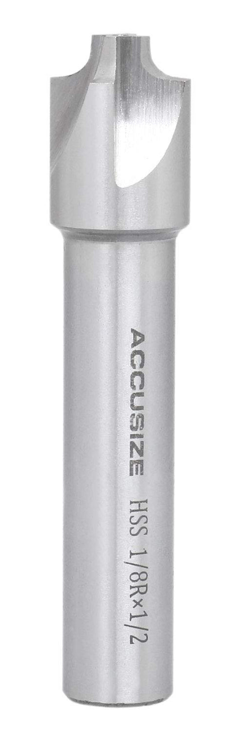 Accusize Industrial Tools 1/8'' H.S.S. Corner Rounding End Mills, 1/2'' Shank Dia, 5/8'' Cutter Dia