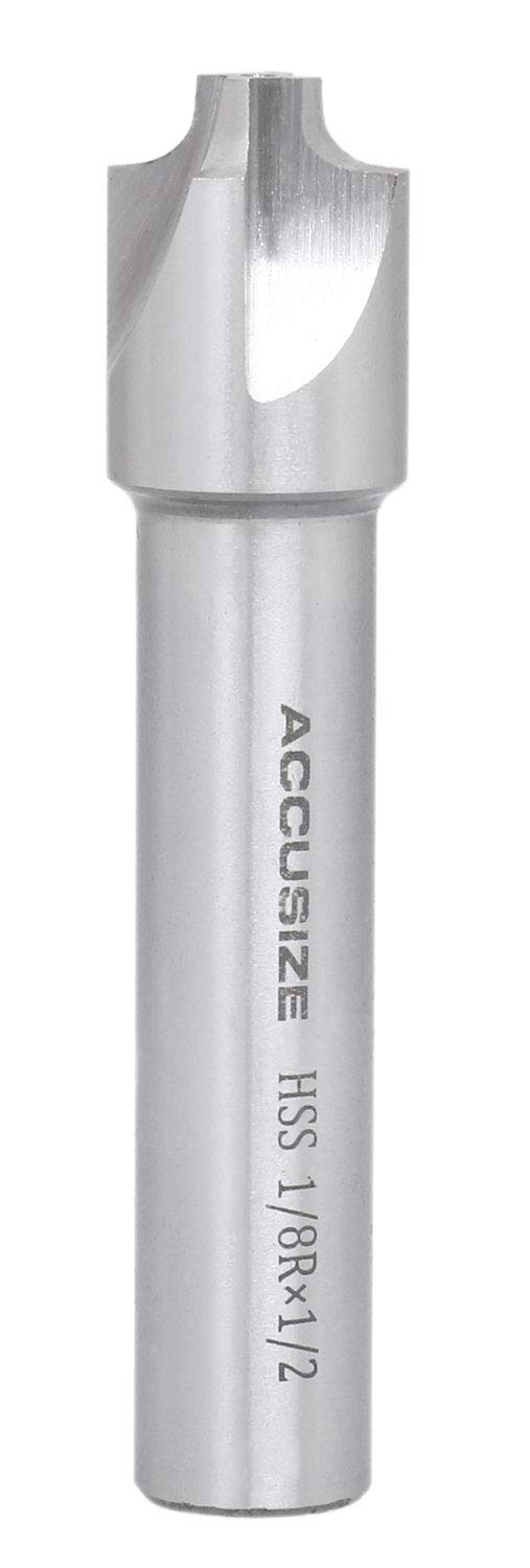 Accusize Industrial Tools 1/8'' H.S.S. Corner Rounding End Mills, 1/2'' Shank Dia, 5/8'' Cutter Dia