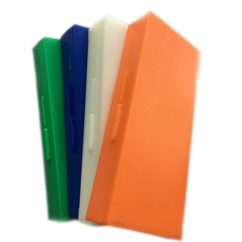 50-Place Microslide Slide Microscope Box Colors, Blue, Green, Orange, White (Pack of 4)