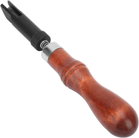 V Type Push Groover, Adjustable Wood Handle Leather Craft Tool for Professional Leather Workers