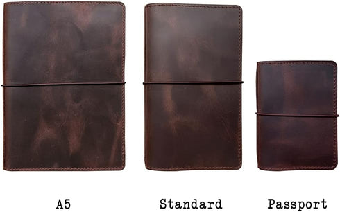 newestor Travelers Notebook Cover, Passport Size with Inner Pockets, Card Slots, and Pen Holder, Dark Brown