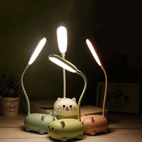 soputry Mini Cat USB Lamp, Kawaii Desk Lamp with USB Charging Port, Foldable Animal Table lamp Rechargeable LED Light