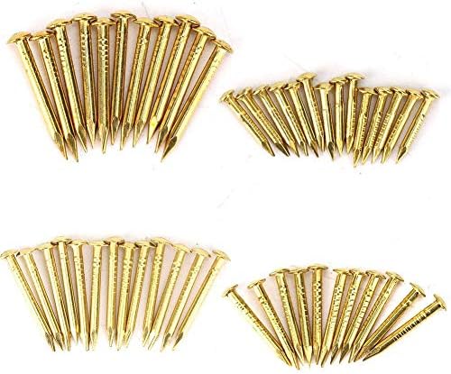 100Pcs Brass Escutcheon Tacks, Round Head Brass Brad Nail Hardware Assortment Kit (15mm Length)