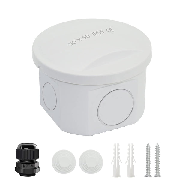 LeMotech Junction Box with Reserved Holes, ABS Plastic Electrical Box, IP55 Waterproof Dustproof Project Enclosure