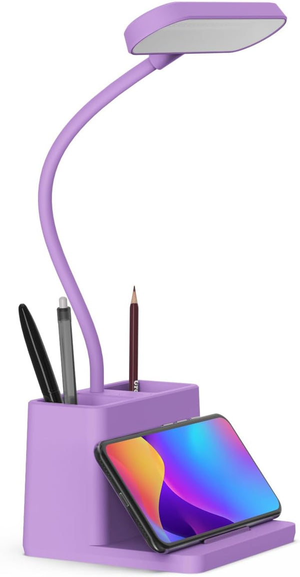 AXX Cute Purple Desk Lamp, Rechargeable Study Table Light for Home Office,