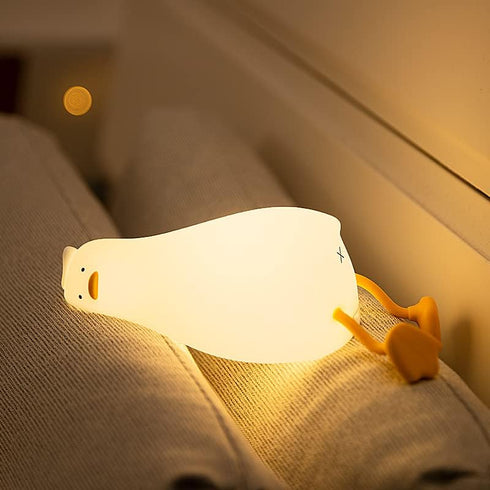 LiuXxdym 3 Dimmable Lying Flat Duck Night Light, Cute Silicone Light Up Duck, Level Nursery Nightlight, LED Duck Lamp