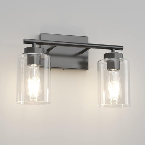 Aipsun 2 Light Matte Black Vanity Light Vintage Wall Sconces Lighting, Industrial