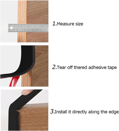 U Shape Plywood Edge Banding, Self-Adhesive Edge Trim for 3/4 inch Edge, Black, 20Ft, Desk Edge Protector