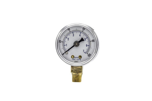 PIC Gauges Bottom Mount Dry Pressure Gauge, 2" Dial, 0/100 psi Range, Black Steel Case, Brass Internals