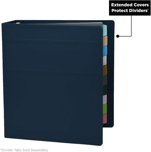 Carstens 3-Inch Heavy Duty 3-Ring Binder - Navy Blue, Durable Plastic, Waterproof Cover, Holds 400 Sheets