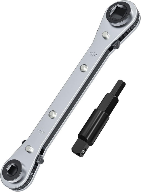 HVAC Service Wrench, Refrigeration Ratcheting Wrench 3/8 1/4 5/16'' 3/16'' AC Wratchet Tool with Hex Bit Adapter UIInosoo for Air Conditioning, Refrigeration Equipment, Gas Furnace by Ullnosoo
