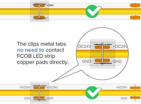 BTF-LIGHTING FCOB COB Connector Kit, 14pcs Transparent Connector with 5pcs 15cm Long 20AWG Extension Wires