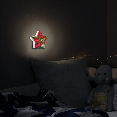 bisibuy Poinsettia Flowers Night Lights Plug Into Wall Red Green LED Nightlights with Dusk-to-Dawn Sensor Automatic