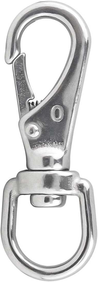 Swivel Eye Snap Hooks - 304 Stainless Steel Spring Snap Clip Buckle for Bird Feeders, Pet Chains, 6-Pack
