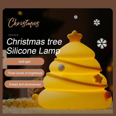 3 Dimmable LED Christmas Tree Night Light, Level Nursery Decor, Cute Lamp Silicone Squishy Light, Rechargeable Bedside