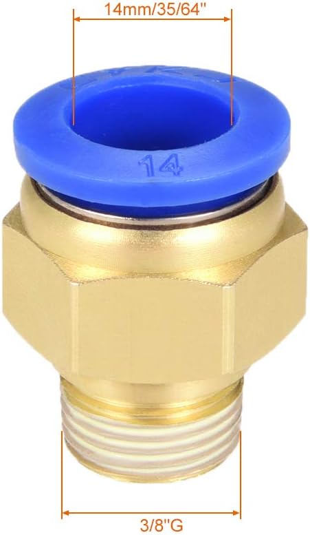 uxcell Straight Pneumatic Push to Quick Connect Fittings G3/8 Male x 14mm Tube OD 4pcs by uxcell