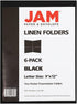 JAM PAPER Two Pocket Textured Linen Presentation Folders, Letter Size Business Folder, Black, Bulk 25/Pack