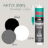 Akfix 918N Black 100% Silicone Caulk for Kitchen and Bathroom, 2x10.5 fl.oz, Solvent-Free, Fast Curing