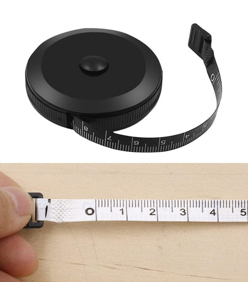 Black Tape Measure, Mini Measuring Tape, Automatically Retractable Soft Reusable Plastic Ruler